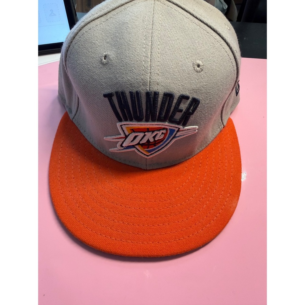 New Era 59FIFTY Oklahoma City Thunder NBA Fitted Hat Grey Orange 7 3/8